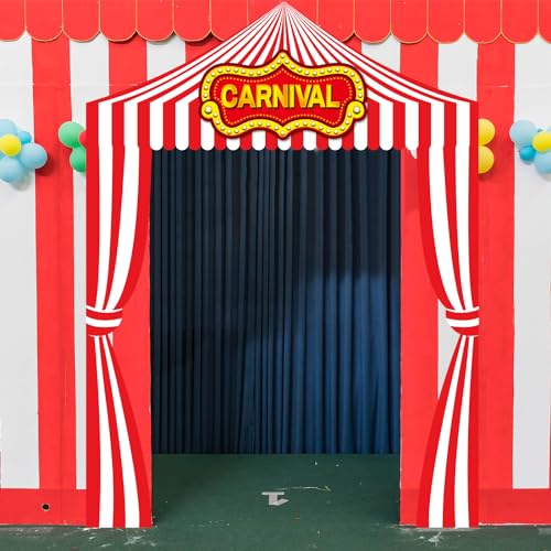 Ziliny 3 Pcs Carnival Party Decorations Circus Tent Awning Halloween Red White Banner Concession Stand(Carnival Style) - Image 3