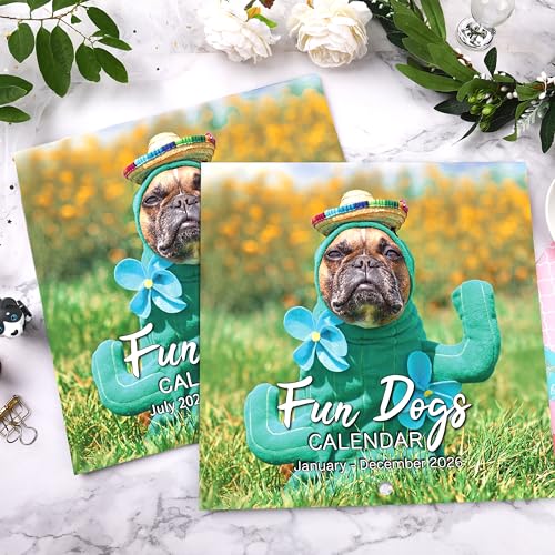 Indeme 2026 Calendar - Cute Puppies Wall Calendar 2026, 12 Months Fun Dogs Calendar, Jan. 2026 - Dec. 2026, 12'' x 12'' (Closed), 12'' x 24'' (Open), Funny Dog Calendar Gag Gifts, Hanging Hole, Holidays - Image 2