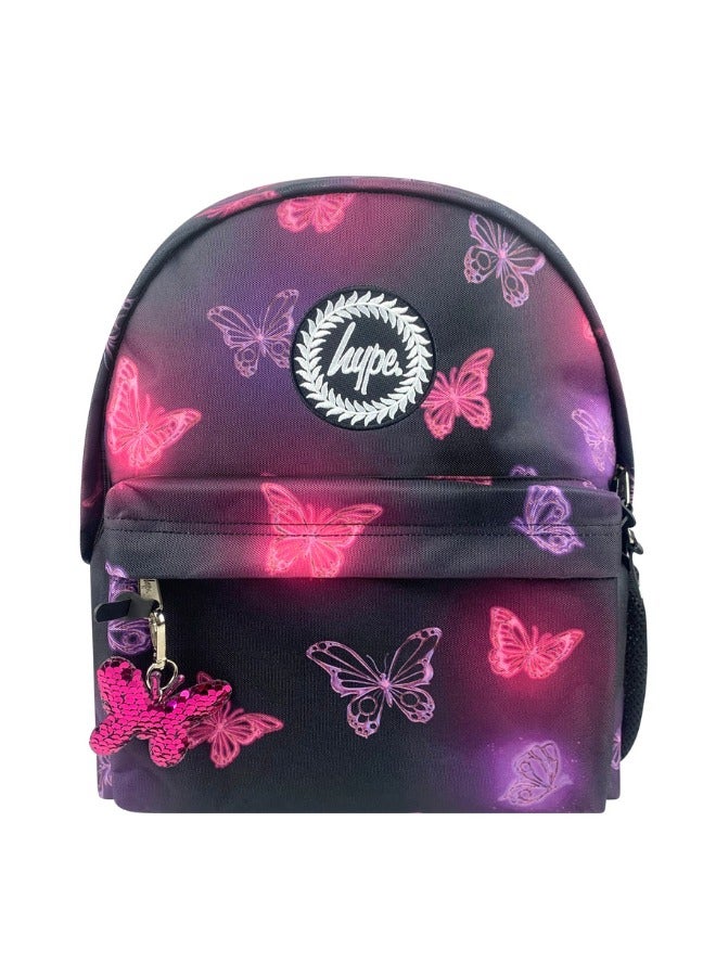 JUST HYPE Iconic Backpack - Pink & Purple Glow Butterfly - Image 1