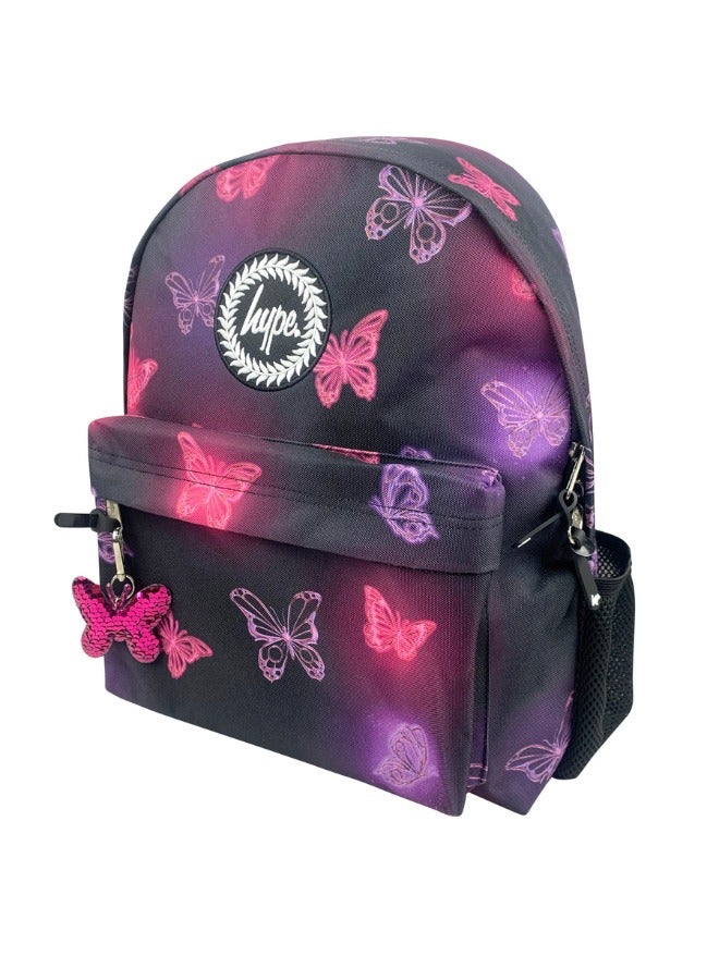 JUST HYPE Iconic Backpack - Pink & Purple Glow Butterfly - Image 2