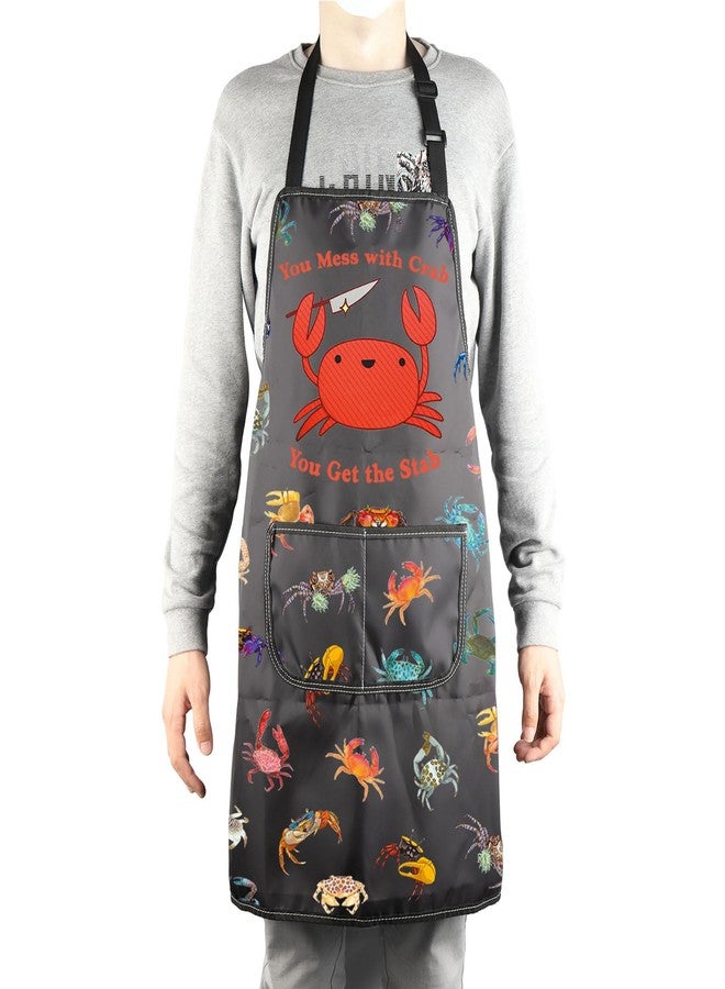 MBMSO Funny Crab Apron for Crab Lover Gifts You Mess with Crab You Get the Stab Crabbing Beach Life Gifts Crab Hunting Apron (Crab Hunter Apron-b) - Image 4