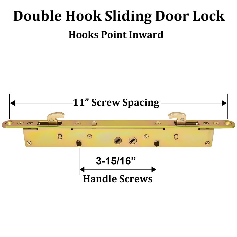 TPard Multi-Point Mortise Lock for Sliding Patio Glass Door, Dual Point Hooks Latch with Anti-Slam Pin and Keeper Fits Handle with 3-15/16" Mounting Hole Spacing - Image 5