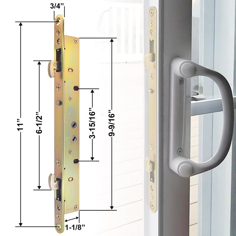 TPard Multi-Point Mortise Lock for Sliding Patio Glass Door, Dual Point Hooks Latch with Anti-Slam Pin and Keeper Fits Handle with 3-15/16" Mounting Hole Spacing - Image 2