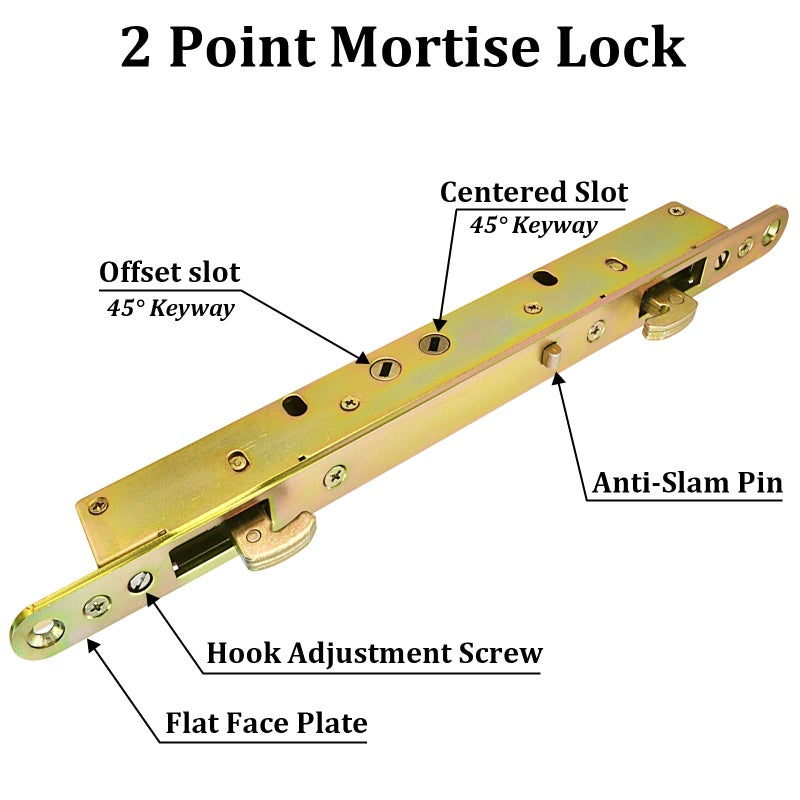 TPard Multi-Point Mortise Lock for Sliding Patio Glass Door, Dual Point Hooks Latch with Anti-Slam Pin and Keeper Fits Handle with 3-15/16" Mounting Hole Spacing - Image 4