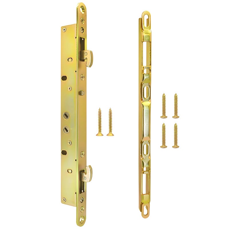 TPard Multi-Point Mortise Lock for Sliding Patio Glass Door, Dual Point Hooks Latch with Anti-Slam Pin and Keeper Fits Handle with 3-15/16" Mounting Hole Spacing - Image 1