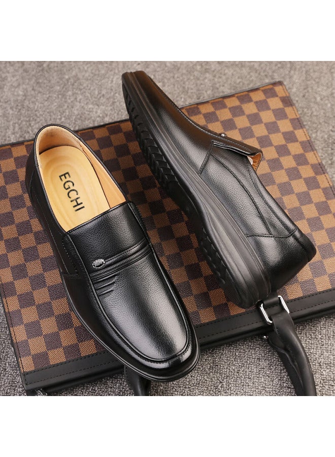 Egchi Business Casual Shoes, Men's Top-grain Leather Slip-on Formal Work Leather Shoes, Js7588, Black, Size 38 - Image 5