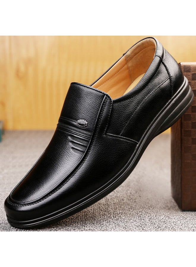 Egchi Business Casual Shoes, Men's Top-grain Leather Slip-on Formal Work Leather Shoes, Js7588, Black, Size 38 - Image 3