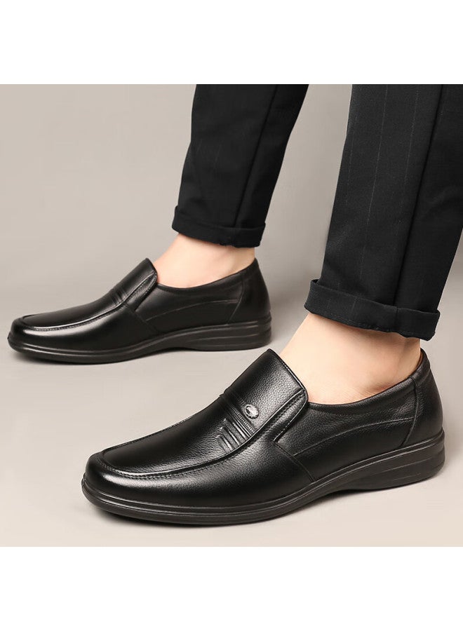 Egchi Business Casual Shoes, Men's Top-grain Leather Slip-on Formal Work Leather Shoes, Js7588, Black, Size 38 - Image 4