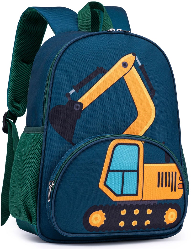 LOIDOU Toddler Backpack Boy for 4-8, Preschool Kindergarten Kids Backpack for School, 15 Inch Toddler Daycare Travel Backpacks with Chest Strap, Excavator Construction Truck Backpacks for Kids - Image 1
