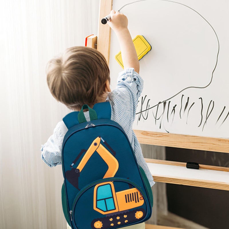 LOIDOU Toddler Backpack Boy for 4-8, Preschool Kindergarten Kids Backpack for School, 15 Inch Toddler Daycare Travel Backpacks with Chest Strap, Excavator Construction Truck Backpacks for Kids - Image 2
