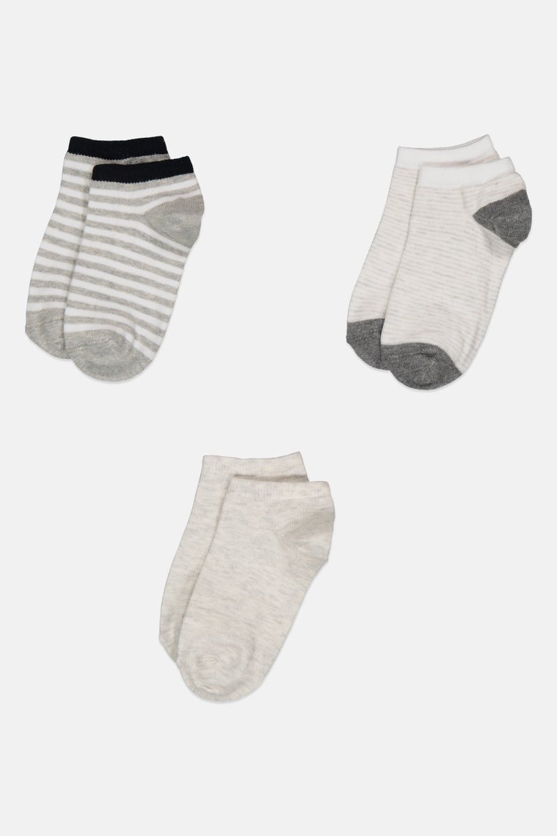 London Fog Kids Boy 3 Pairs Stripe Ankle Socks, Multicolor - Image 3