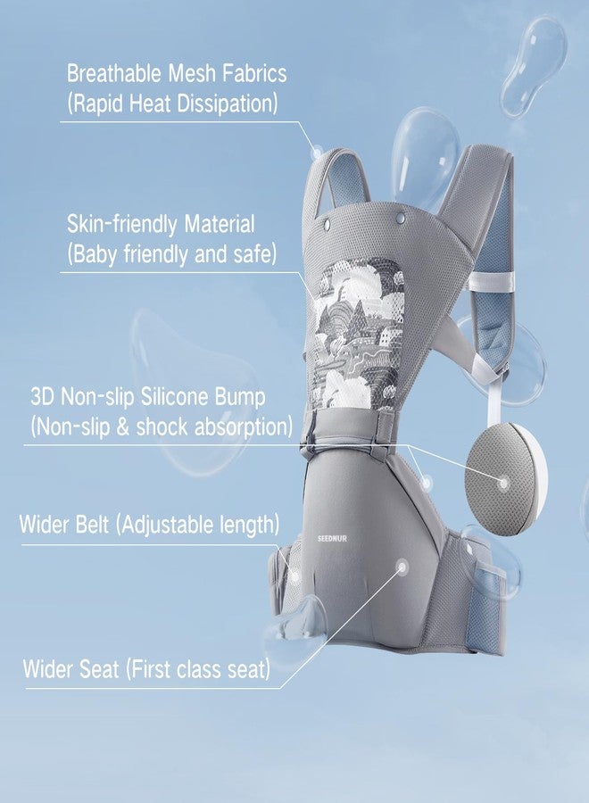 SEEDNUR Baby Carrier, 6-in-1 Ergonomic Baby Carrier Newborn to Toddler, Safety-Certified Infant Toddler Carrier with Hip Seat, Detachable Baby Hip Carrier to Hands-Free Perfect for Shopping & Walking - Image 5