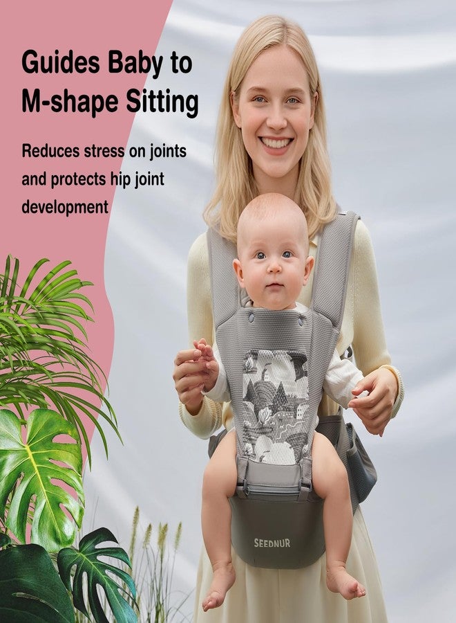 SEEDNUR Baby Carrier, 6-in-1 Ergonomic Baby Carrier Newborn to Toddler, Safety-Certified Infant Toddler Carrier with Hip Seat, Detachable Baby Hip Carrier to Hands-Free Perfect for Shopping & Walking - Image 4