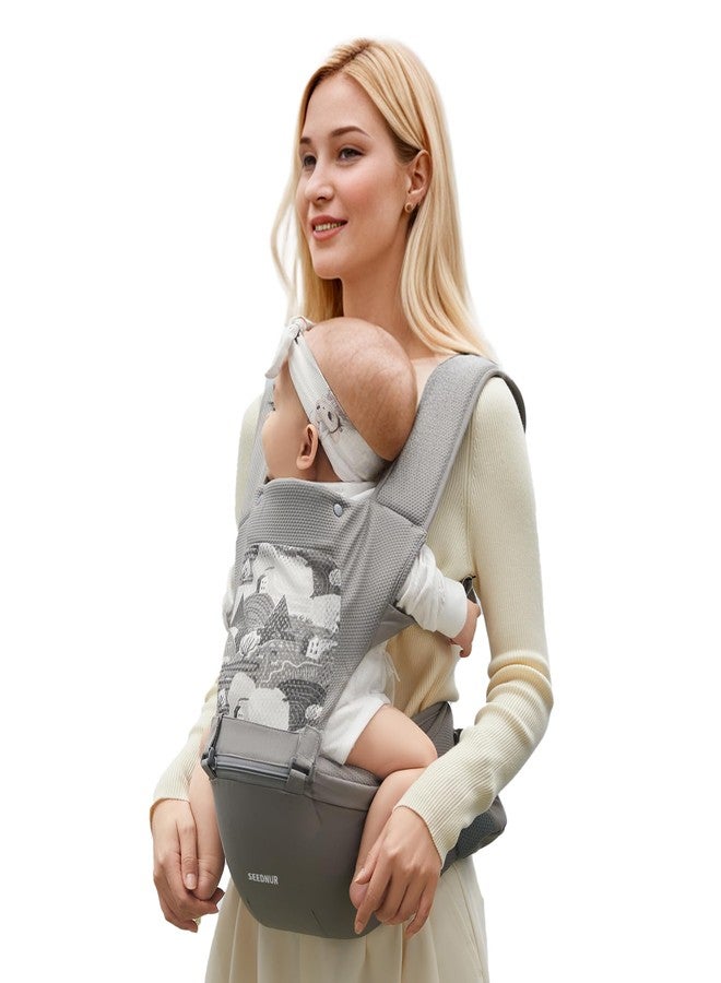 SEEDNUR Baby Carrier, 6-in-1 Ergonomic Baby Carrier Newborn to Toddler, Safety-Certified Infant Toddler Carrier with Hip Seat, Detachable Baby Hip Carrier to Hands-Free Perfect for Shopping & Walking - Image 1