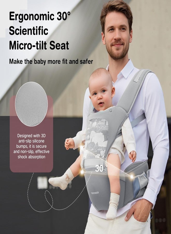 SEEDNUR Baby Carrier, 6-in-1 Ergonomic Baby Carrier Newborn to Toddler, Safety-Certified Infant Toddler Carrier with Hip Seat, Detachable Baby Hip Carrier to Hands-Free Perfect for Shopping & Walking - Image 3