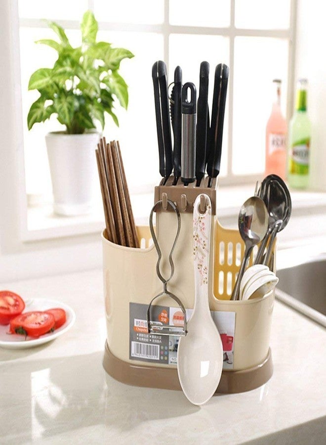 RIGJAK Plastic Cutlery Holder For Kitchen,Kitchen Organizer,Spoon And Fork Stand, Spoon Holder For Kitchen,Self Draining Tableware Storage Box - Image 1