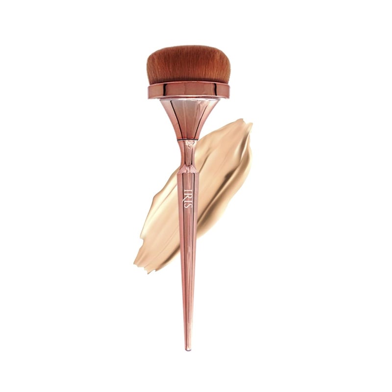 Iris Cosmetics Iris Luminous HD Foundation Brush | Vegan & Cruelty-Free Makeup Brush | Premium Synthetic Fibres | Soft Rose Gold Handle | Essential Tool for Liquid, Cream & Powder Foundation - Image 1