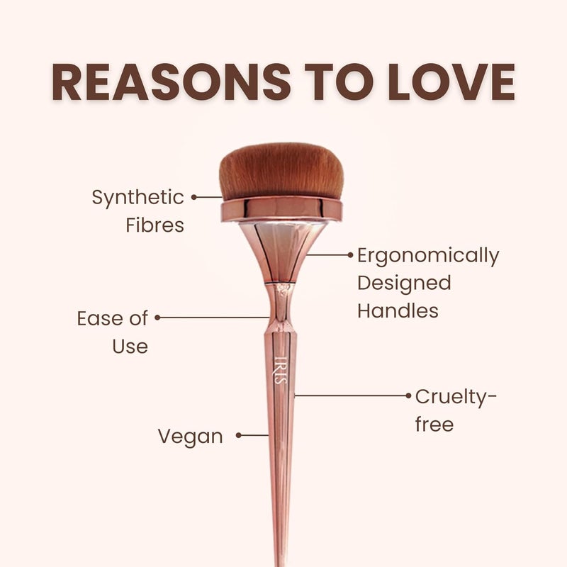 Iris Cosmetics Iris Luminous HD Foundation Brush | Vegan & Cruelty-Free Makeup Brush | Premium Synthetic Fibres | Soft Rose Gold Handle | Essential Tool for Liquid, Cream & Powder Foundation - Image 2