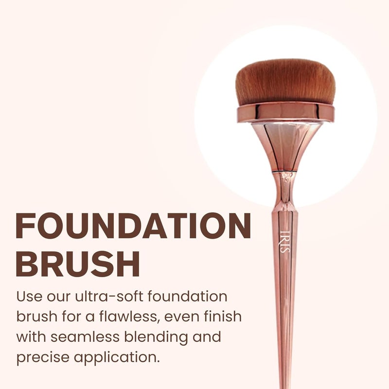 Iris Cosmetics Iris Luminous HD Foundation Brush | Vegan & Cruelty-Free Makeup Brush | Premium Synthetic Fibres | Soft Rose Gold Handle | Essential Tool for Liquid, Cream & Powder Foundation - Image 3