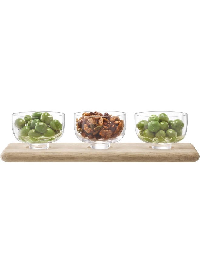 LSA International SZ62 Serve Arch Trio Bowl Set & Oak Base - Image 1