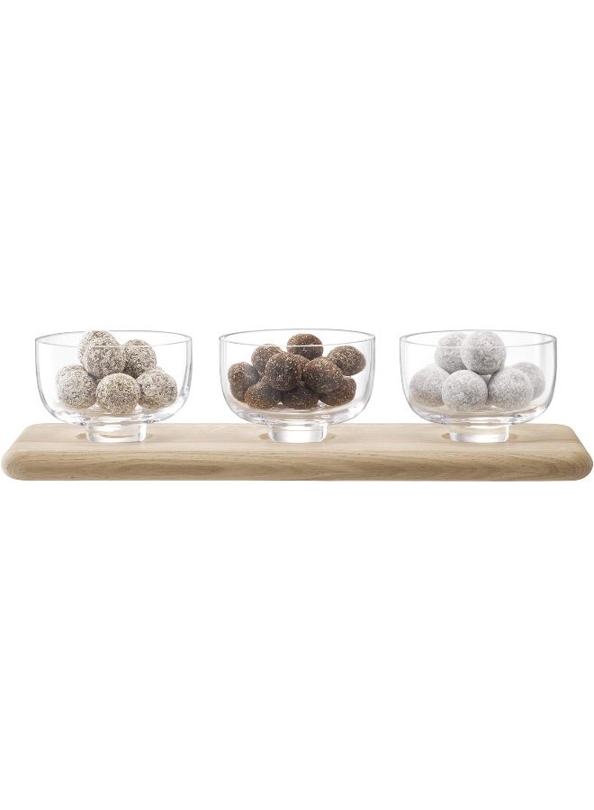 LSA International SZ62 Serve Arch Trio Bowl Set & Oak Base - Image 2