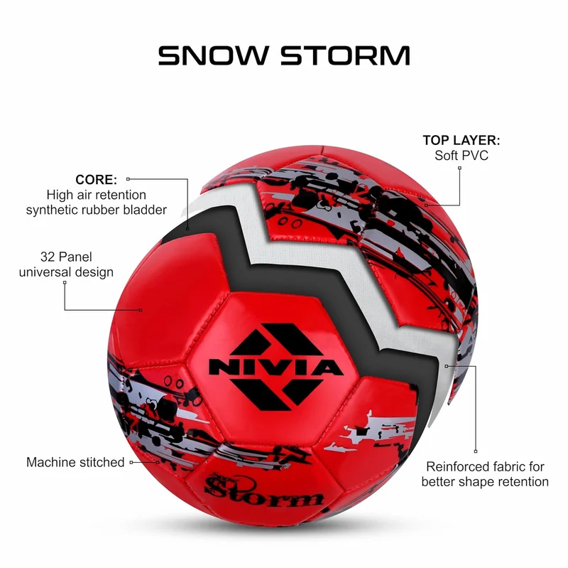 نيفيا Nivia Snow Storm Machine Stitched Football - Red