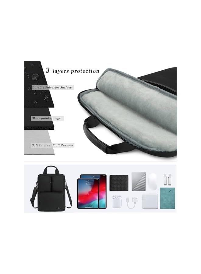 Gocokia 13-14.1 Inch Laptop Bag Three Pockets for MacBook Air, 13-inch MacBook Pro Retina,14.1 inch Laptop,Cross-body Shoulder Briefcase Bag,Messenger Bag Briefcase Handbag Carrying Case - Image 5