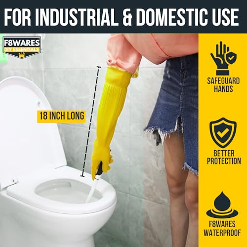 F8WARES 2 Pairs 18inch Long Washable Heavy-duty Reusable Dishwashing Kitchen Industrial Gardening Latex Rubber Cleaning Hand Gloves For Men Women - Image 4