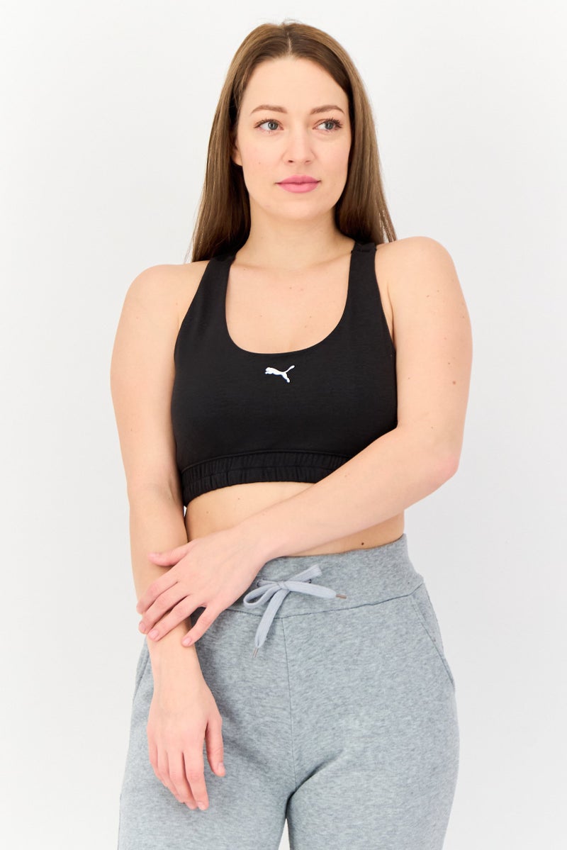 PUMA Women Brand Logo Padded Sports Bra, Black - Image 1