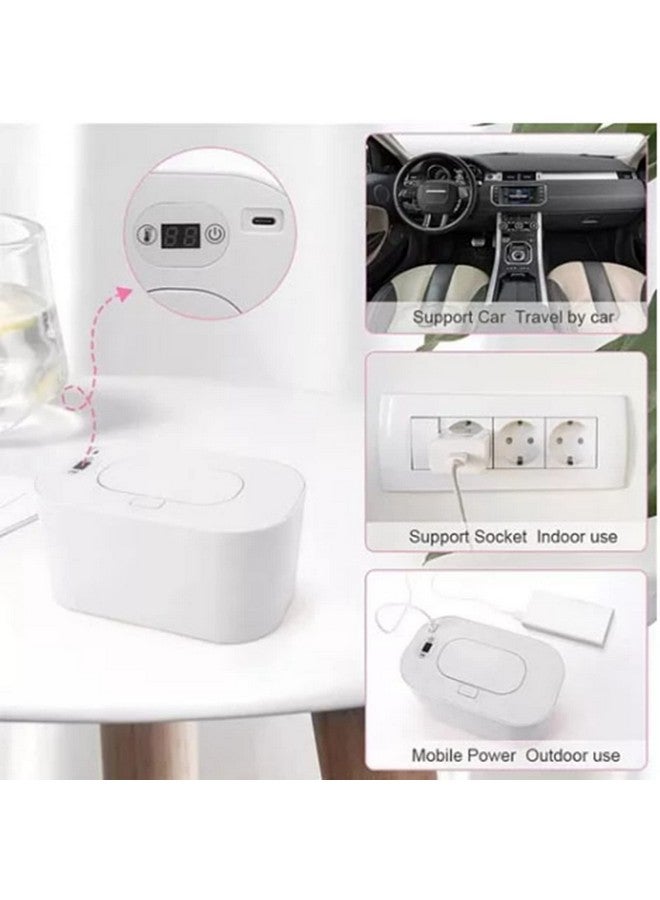 plplaaoo Baby Wipes Warmer, Baby Wipe Warmer And Baby Wet Wipes Dispenser,Wet Wipe Warmer PP Intelligent Adjustable Temperature Safe To Use Infant Wipes Heater Wireless Car Charging(White) - Image 1