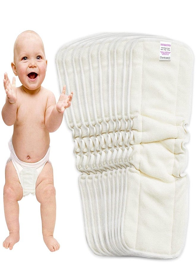 Bembika 5 Layer Bamboo Terry Inserts with Gussets Liners Natures Cloth Diaper Liner, Wetfree Reusable Washable Cotton Diaper Nappy Inserts for Baby Cloth Diapers (Set of 10) - Image 1