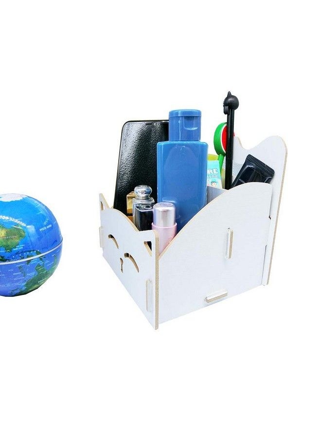 Artkingdome - Exquisite Diy Artwork Cat Folding Collection Pen Pencil Holder Cosmetic Organizer Desk Storage Sorter White - Image 1