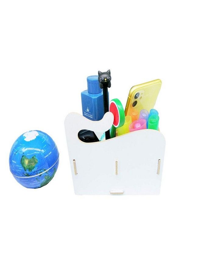 Artkingdome - Exquisite Diy Artwork Cat Folding Collection Pen Pencil Holder Cosmetic Organizer Desk Storage Sorter White - Image 1