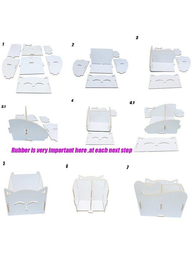 Artkingdome - Exquisite Diy Artwork Cat Folding Collection Pen Pencil Holder Cosmetic Organizer Desk Storage Sorter White - Image 1