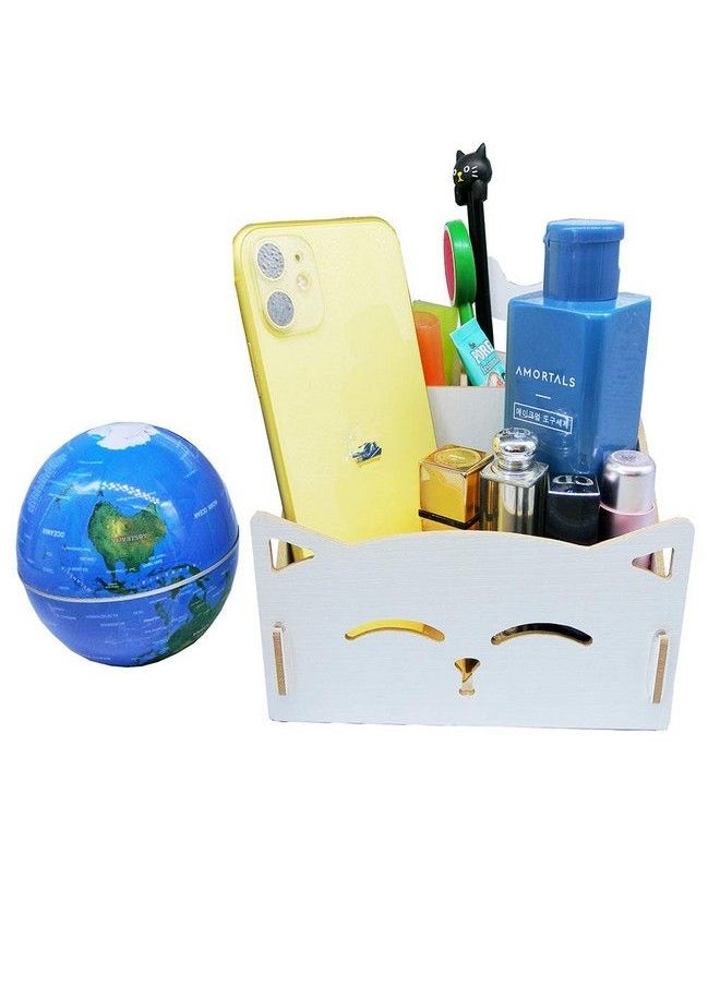 Artkingdome - Exquisite Diy Artwork Cat Folding Collection Pen Pencil Holder Cosmetic Organizer Desk Storage Sorter White - Image 1