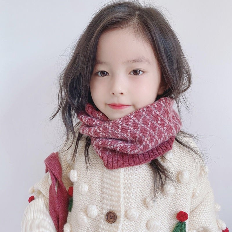 New Children'S Scarf Warm Knitted Baby'S Scarf Korean-Style All-Match Plaid Boys' And Girls' Wool Sleeve Trendy - Image 3