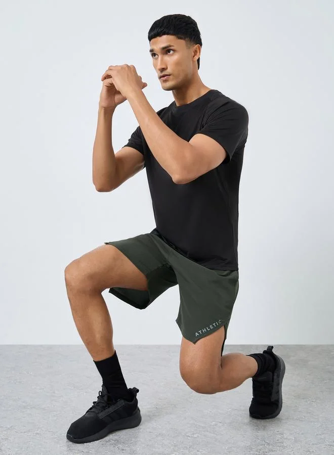 Styli Active Men Workout Shorts with Print and Slit Detail