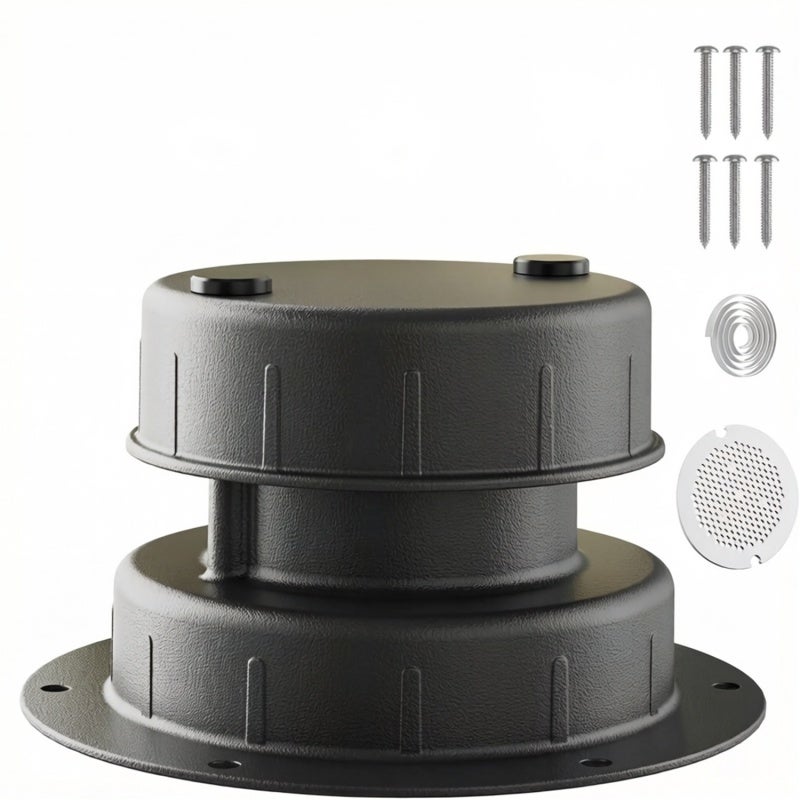 RV Vent Cap: Black Weather-Resistant Aluminum - Universal Fit Corrosion-Resistant Pest-Free Ventilation Solution for RV Trailer Plumbing Roof Vent Systems - Image 2