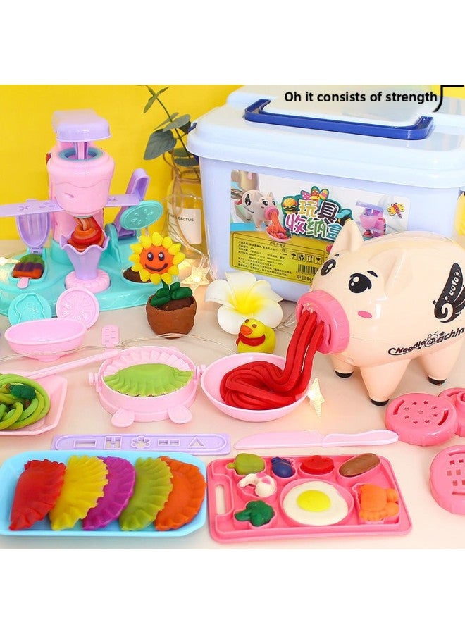 gy Noodle Machine Ice Cream Plasticine Tools Suit Non-toxic Colored Mud Clay Mold Yi Children's Girls Toys-Specification:gy Noodle Maker + Dumpling Maker + Delicious Kitchen 12 Mud