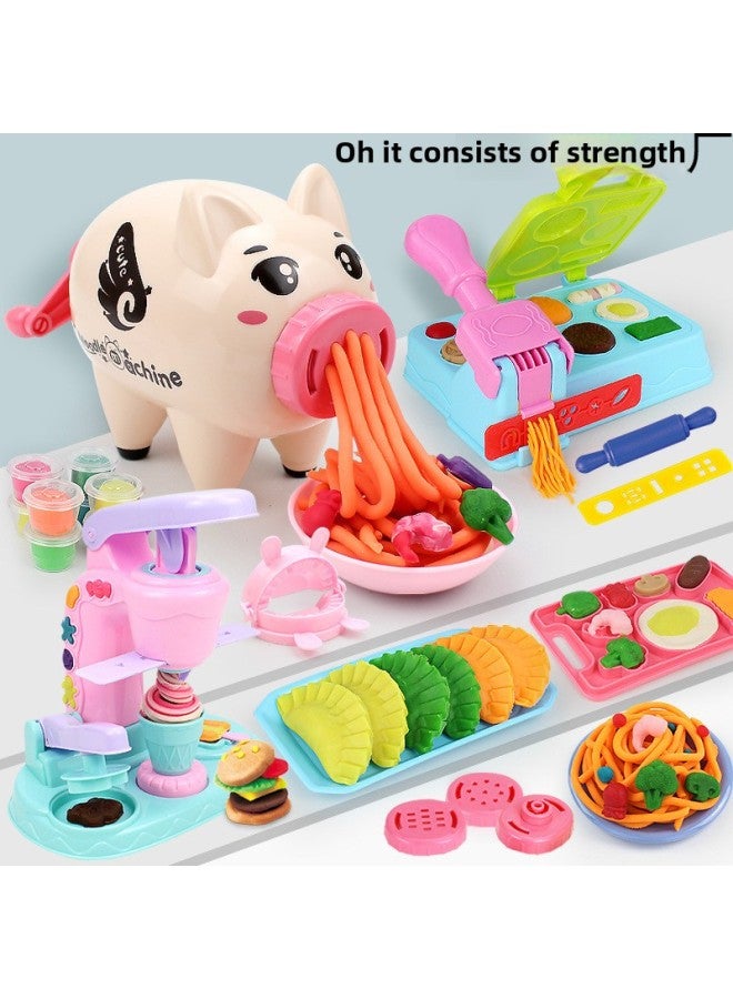 gy Noodle Machine Ice Cream Plasticine Tools Suit Non-toxic Colored Mud Clay Mold Yi Children's Girls Toys-Specification:gy Noodle Maker + Dumpling Maker + Delicious Kitchen 12 Mud
