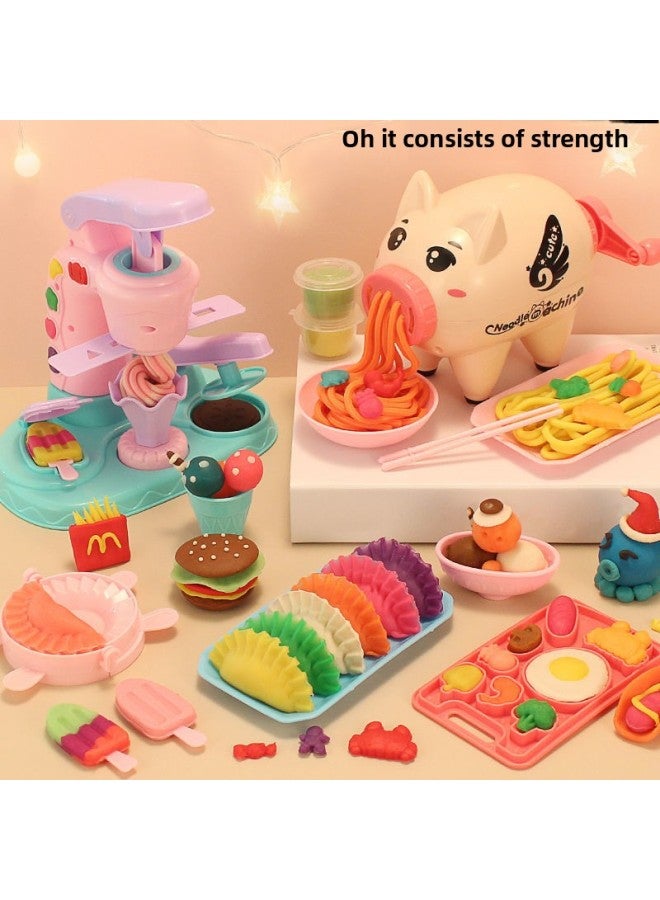 gy Noodle Machine Ice Cream Plasticine Tools Suit Non-toxic Colored Mud Clay Mold Yi Children's Girls Toys-Specification:gy Noodle Maker + Dumpling Maker + Delicious Kitchen 12 Mud