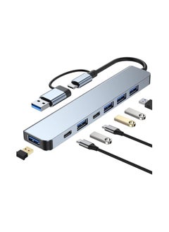 Generic USB C 3.0 Hub, 7-in-2 Multi-Port Adapter with 3.0/100W PD Charging & 4 USB 2.0 Ports, Compatible with Laptops, Tablets, Windows, Gray  - Image 1
