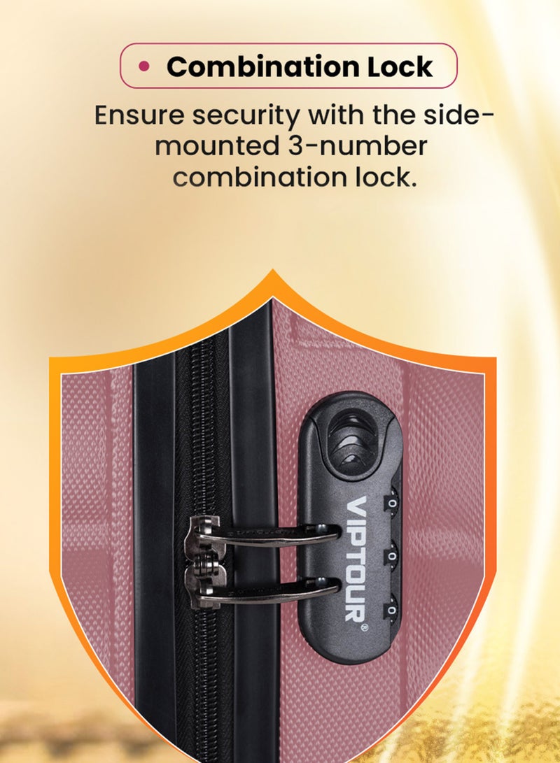 فيبتور طقم حقائب سفر بعجلات صلبة مكون من 3 قطع مصنوع من مادة ABS، 4 عجلات دوارة هادئة بزاوية 360 درجة، حقيبة سفر مزودة بقفل برقم سري، صغيرة (2.5 كجم)، متوسطة (3 كجم)، كبيرة (3.8 كجم) (20 بوصة / 24 بوصة / 28 بوصة) - Image 3