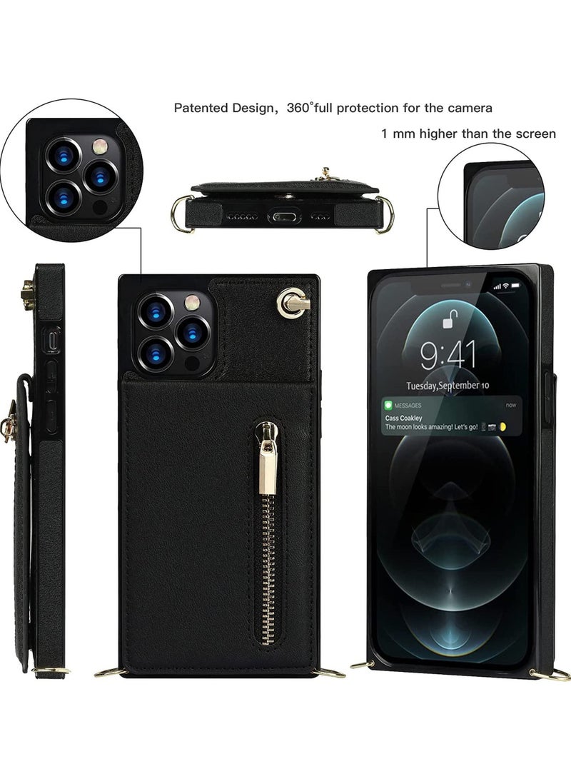 روك بو مناسبة ل iPhone 14 برو ماكس المحفظة crossbody حالة الهاتف المحمول ، بو الجلود الغطاء الخلفي ، ومكافحة الصدمات الغطاء ، فتحة بطاقة مع حزام سيدة - Image 2