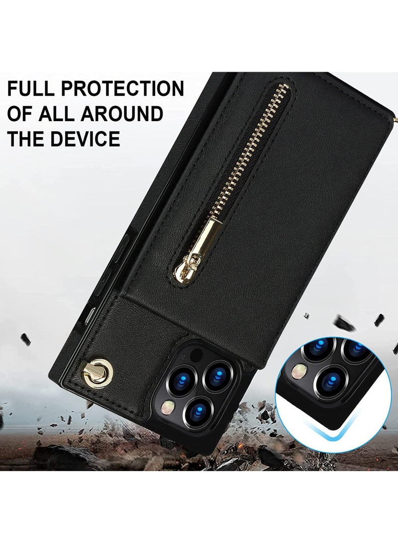 روك بو مناسبة ل iPhone 14 برو ماكس المحفظة crossbody حالة الهاتف المحمول ، بو الجلود الغطاء الخلفي ، ومكافحة الصدمات الغطاء ، فتحة بطاقة مع حزام سيدة - Image 3