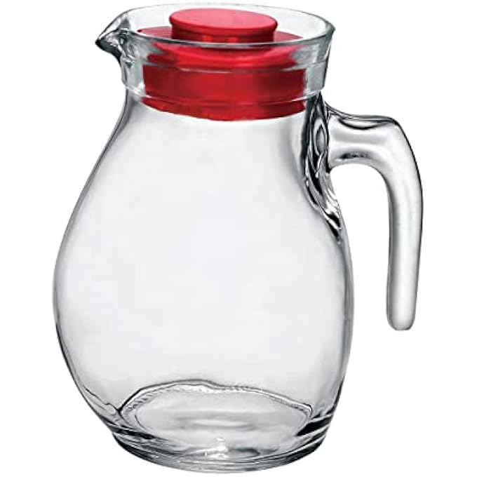 Bormioli Rocco Bor103 Kitchen Accessories Jug 144Cl Glass Table Jug With Red Lid - Image 1