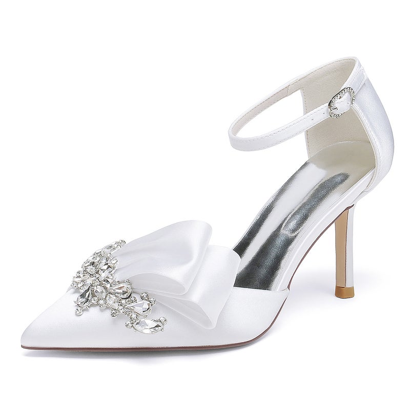 2025 High-Heeled Pointed Toe Hollow Rhinestone Wristband Wedding Shoes Bridal Shoes Bridesmaid Shoes Banquet Shoes 63-107 - Image 2