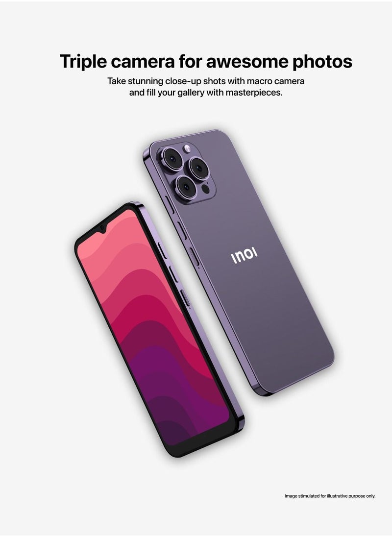 INOI - A72 4G LTE, 4GB RAM + 128GB, NFC, 6.5 Inch, IPS HD+ Display, Triple Camera, Deep Purple, Middle East Version - Image 1