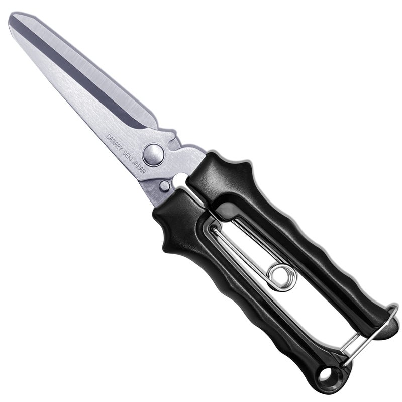 CANARY Heavy Duty Scissors with Wire Cutter 8.5" All Purpose Industrial Hand Shears for Metal, Wire, Cardboard, Leather, Rubber, Spring Loaded Handle, Japanese Stainless Steel Blade, Made in JAPAN - Image 1
