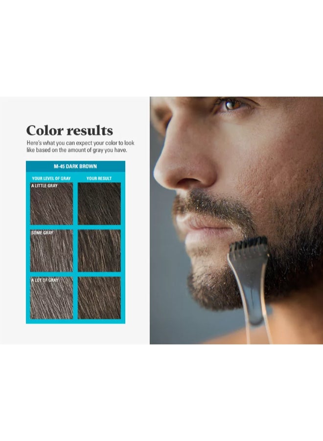 Just For Men صبغة لحية وشوارب - صبغة لحية بنية داكنة للرجال، M-45، جل لون سهل الاستخدام مع البيوتين وزيت جوز الهند والألوة لشعر وجه أكثر كثافة وصحة - Image 4